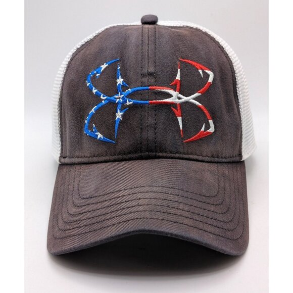 Under Armour USA Hat Snapback Red White Blue Patriotic Outdoor OSFM Cap Faded - Picture 2 of 5